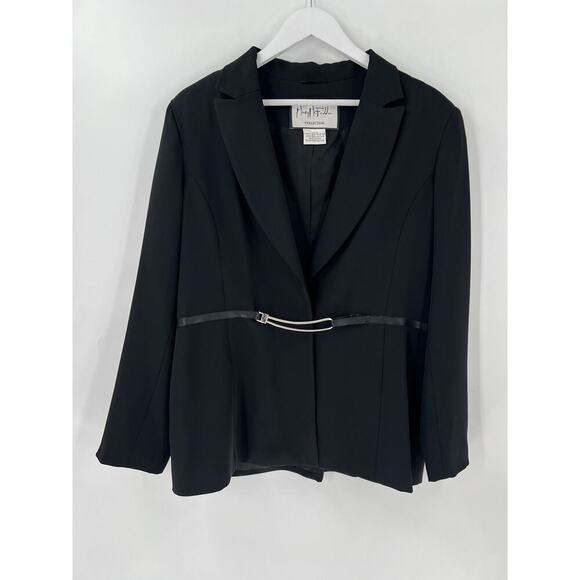 Mary McFadden Vintage Blazer Womens 12 Black Button Silver Clasp Closure Jacket - Picture 1 of 16